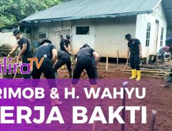 Brimob Cineam Bersama Bos Durian Kujang Bergotong Royong Mengerjakan Pondasi dan Mengangkut Material